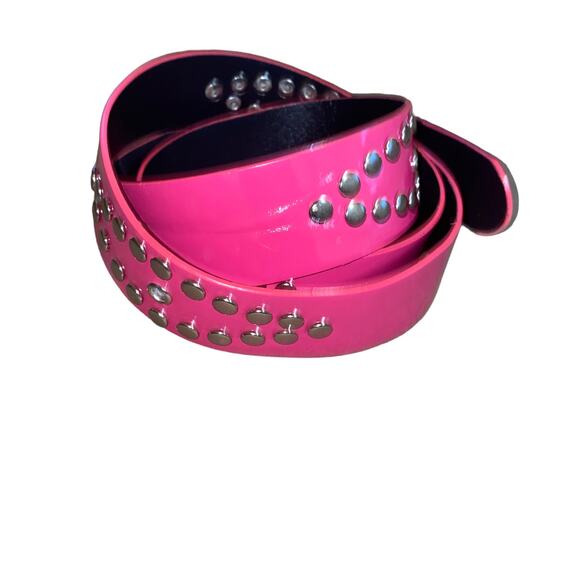 Pink Barbie Core Studded Embellished Glam Pink Belt Silver accent hardware sz 18 - Picture 5 of 5